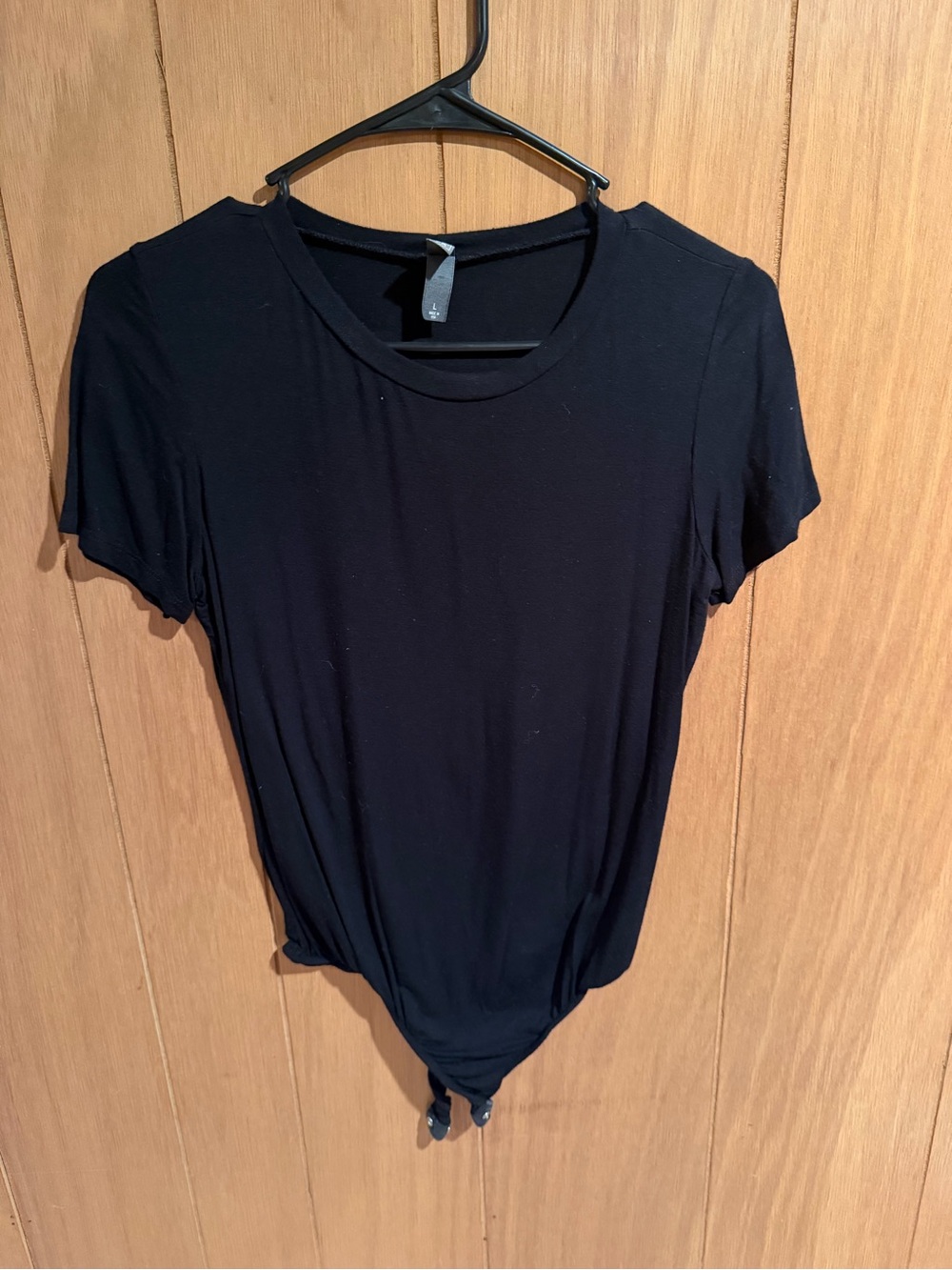 Classic Black Short-Sleeve Tie-Hem Women's Top